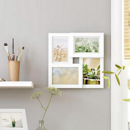 Songmics 4-Frame Photo Collage, Wall Mounted Picture Display Set, Family Memory Showcase, Cloud White - thumbnail 1