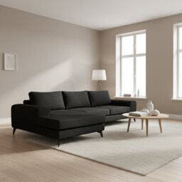 Abakus Direct Venice Corner Sofa In Black Left Facing With Deep Seats And Extra-Wide Padded Arms - thumbnail 9