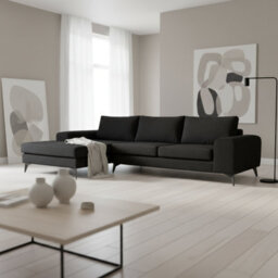 Abakus Direct Venice Corner Sofa In Black Left Facing With Deep Seats And Extra-Wide Padded Arms - thumbnail 8