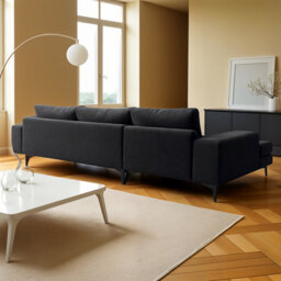 Abakus Direct Venice Corner Sofa In Black Left Facing With Deep Seats And Extra-Wide Padded Arms - thumbnail 6