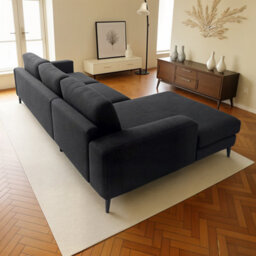 Abakus Direct Venice Corner Sofa In Black Left Facing With Deep Seats And Extra-Wide Padded Arms - thumbnail 7