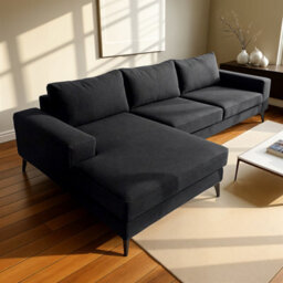 Abakus Direct Venice Corner Sofa In Black Left Facing With Deep Seats And Extra-Wide Padded Arms - thumbnail 4