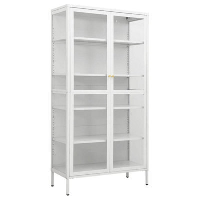 Berkfield Durable Display Cabinet White 90X40X180 Cm Steel And Tempered Glass - image 1