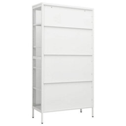 Berkfield Durable Display Cabinet White 90X40X180 Cm Steel And Tempered Glass - thumbnail 5