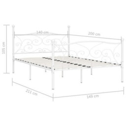 Berkfield Bed Frame With Slatted Base White Metal 140X200 Cm - thumbnail 5