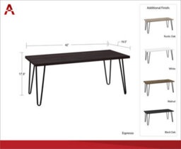 Dorel Owen Retro Coffee Table In Black Oak Look - thumbnail 8