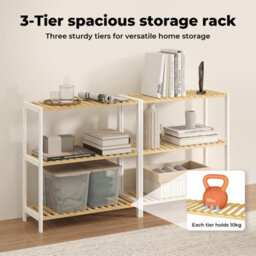 Levede Bamboo Storage Shelf 3-Tier  Organiser Shelving Unit Stand Shoe Rack - thumbnail 5