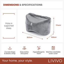 Livivo Leg Pillow Grey Memory Foam Knee Pillow For Side Sleepers Pain Relief With Washable Cover Strap - thumbnail 9