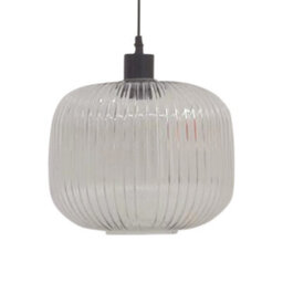 First Choice Lighting Clear Ribbed Glass Kitchen Dining Ceiling Light Pendant With Black - thumbnail 7