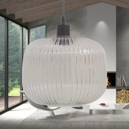First Choice Lighting Clear Ribbed Glass Kitchen Dining Ceiling Light Pendant With Black - thumbnail 4