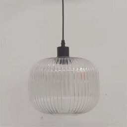 First Choice Lighting Clear Ribbed Glass Kitchen Dining Ceiling Light Pendant With Black - thumbnail 5