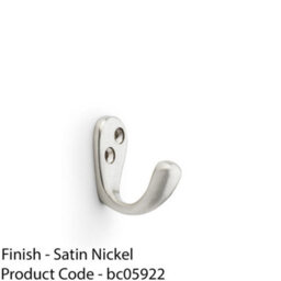 Loops Solid Brass Victorian Single Robe Coat Hook - Wall Mounted Holder Satin Nickel - thumbnail 2