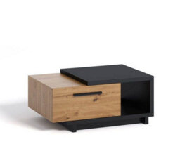 Arte Artistic Ines 04 Coffee Table - Oak Artisan & Black With Creative Storage - W900mm X H400mm X D600mm - thumbnail 1