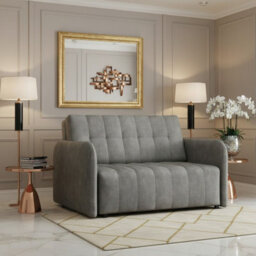 Viva Grand Ii Upholstered Sofa Bed With Wooden Legs Wooden Frame Bed Storage Freestanding Back 85X125X98Cm Grey - thumbnail 1