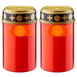 Geezy Led Grave Candle Memorial Cemetery Decorative Flickering Candle Light Set Of 2 - thumbnail 1