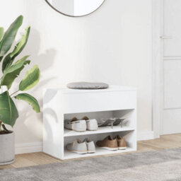 Berkfield Stylish Shoe Bench White 60X30X45 Cm Engineered Wood - thumbnail 3
