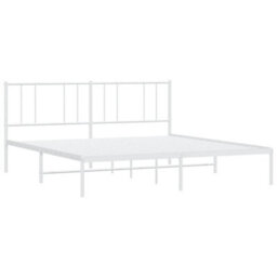 Berkfield Metal Bed Frame With Headboard White 180X200 Cm 6Ft Super King - thumbnail 5