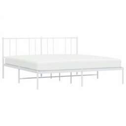 Berkfield Metal Bed Frame With Headboard White 180X200 Cm 6Ft Super King - thumbnail 3