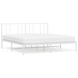 Berkfield Metal Bed Frame With Headboard White 180X200 Cm 6Ft Super King - thumbnail 2