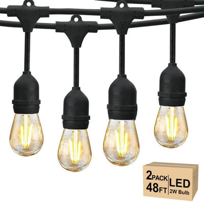 Svater Outdoor String Lights Led 96 Ft / 29 M, S 14 2 Pack 48 Ft Festoon Mains Powered With 30+2 2 W Plastic Bulbs, Ip 65