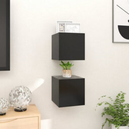 Berkfield Wall Mounted Tv Cabinets 2 Pcs Black 30.5X30X30 Cm - thumbnail 4