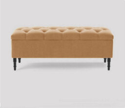 90Cm Swiss Chesterfield Ottoman Storage Bench- Plush Velvet Shoe Bench - Mink Upholstery Footstool With Storage - thumbnail 1