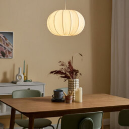 Wyld and Coco Novalight Pendant Lamp White Pleated Cotton Shade Modern Dining And Living Room Light 38Cm X 83Cm - thumbnail 2