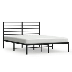 Berkfield Metal Bed Frame With Headboard Black 135X190 Cm 4Ft6 Double - thumbnail 2