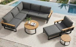 Btm Modular Garden Furniture Outdoor Sofa Set With Nesting Tables, Metal Frame, Washable Cushions - thumbnail 8