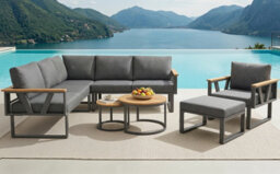 Btm Modular Garden Furniture Outdoor Sofa Set With Nesting Tables, Metal Frame, Washable Cushions - thumbnail 5