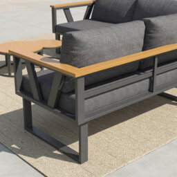 Btm Modular Garden Furniture Outdoor Sofa Set With Nesting Tables, Metal Frame, Washable Cushions - thumbnail 7