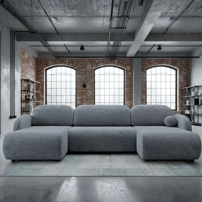 Corner Sofa Dream U Lc+2R+Lc With Storage And Sleeping Function Grey - image 1