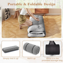 Costway Foldable Tatami Mat Floor Futon Mattress Roll Up Sleeping Pad W/ Washable Cover, Small Double/double/king Size - thumbnail 9
