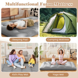 Costway Foldable Tatami Mat Floor Futon Mattress Roll Up Sleeping Pad W/ Washable Cover, Small Double/double/king Size - thumbnail 8