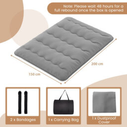 Costway Foldable Tatami Mat Floor Futon Mattress Roll Up Sleeping Pad W/ Washable Cover, Small Double/double/king Size - thumbnail 2