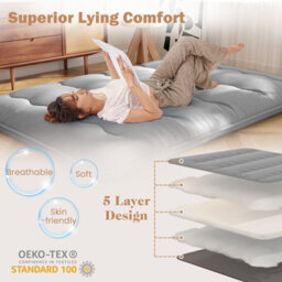 Costway Foldable Tatami Mat Floor Futon Mattress Roll Up Sleeping Pad W/ Washable Cover, Small Double/double/king Size - thumbnail 6