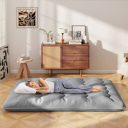 Costway Foldable Tatami Mat Floor Futon Mattress Roll Up Sleeping Pad W/ Washable Cover, Small Double/double/king Size - thumbnail 3