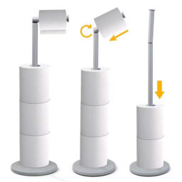 Dyzi Freestanding Toilet Roll Holder With Storage Stainless Steel Stand - thumbnail 6
