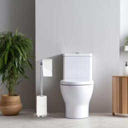 Dyzi Freestanding Toilet Roll Holder With Storage Stainless Steel Stand - thumbnail 4