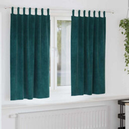 Berkfield Blackout Curtains With Hanging Loops 2 Pcs Dark Green Velvet