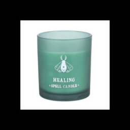 Healing Eucalyptus & Mint Scented Candle Green Glass Spell Candle - thumbnail 2