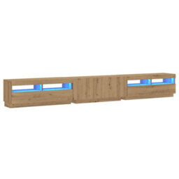 Walplus Tv Cabinet With Led Lights Artisan Oak 300X35X40 Cm Engineered Wood - thumbnail 3
