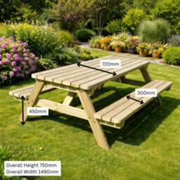 Rutland County Garden Furniture Oakham A-Frame Picnic Table - 5Ft Width X 6Ft Length - thumbnail 2
