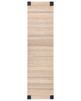 Wyld And Coco Handwoven Jute Runner Rug 80 X 300 Cm Beige And Black Rustic Hallway Bedroom Decor - image 1