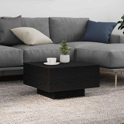 Berkfield Coffee Table With Led Lights Black Oak 55X55X31 Cm - image 1