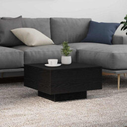 Berkfield Coffee Table With Led Lights Black Oak 55X55X31 Cm - thumbnail 1
