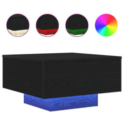 Berkfield Coffee Table With Led Lights Black Oak 55X55X31 Cm - thumbnail 2