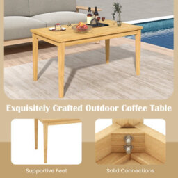 Gainoom Outdoor Indoor Teak Wood Coffee Table Premium Solid Wood Patio Side Table - thumbnail 6