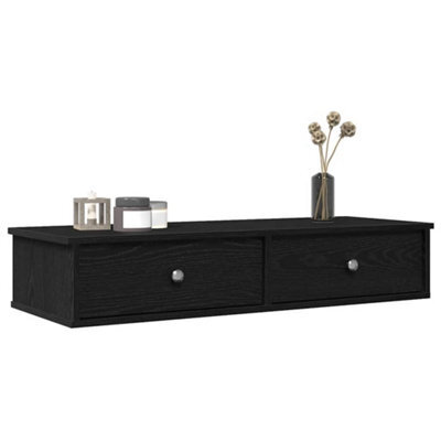 Berkfield Wall Shelf With Drawers Black 100X37.5X19 Cm Engineered Wood - image 1