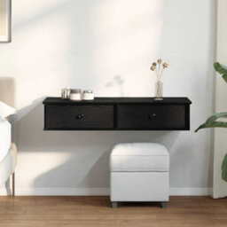 Berkfield Wall Shelf With Drawers Black 100X37.5X19 Cm Engineered Wood - thumbnail 3